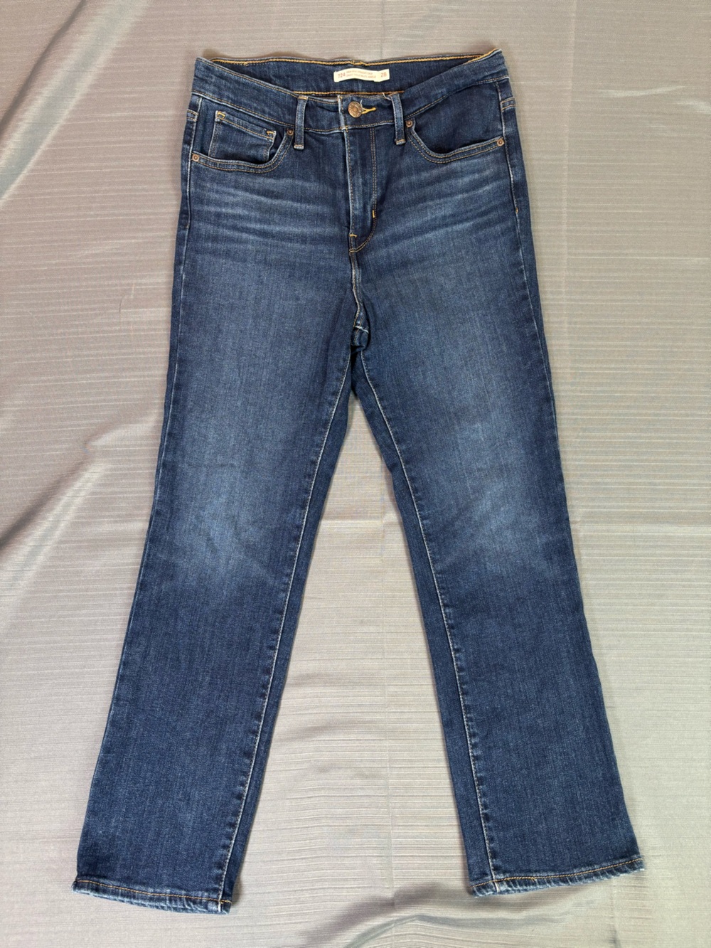 Levi’s 724 High Rise Straight Crop Jeans W28 Dark Indigo Stretch Denim